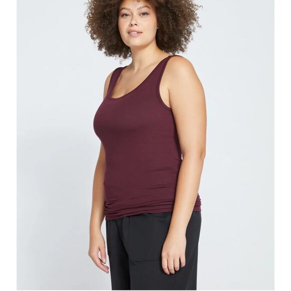 Universal Standard Square Neck Tank Top 4XS 00 0 Black Cherry Red NWT Shirt - Picture 3 of 5